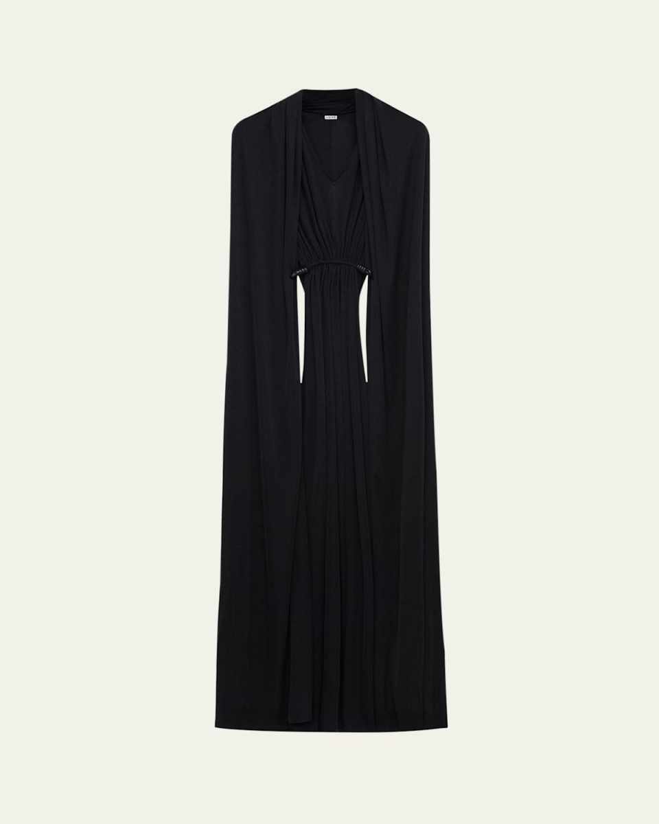 Scarf V-Neck Ruched Sleeveless Maxi Dress
